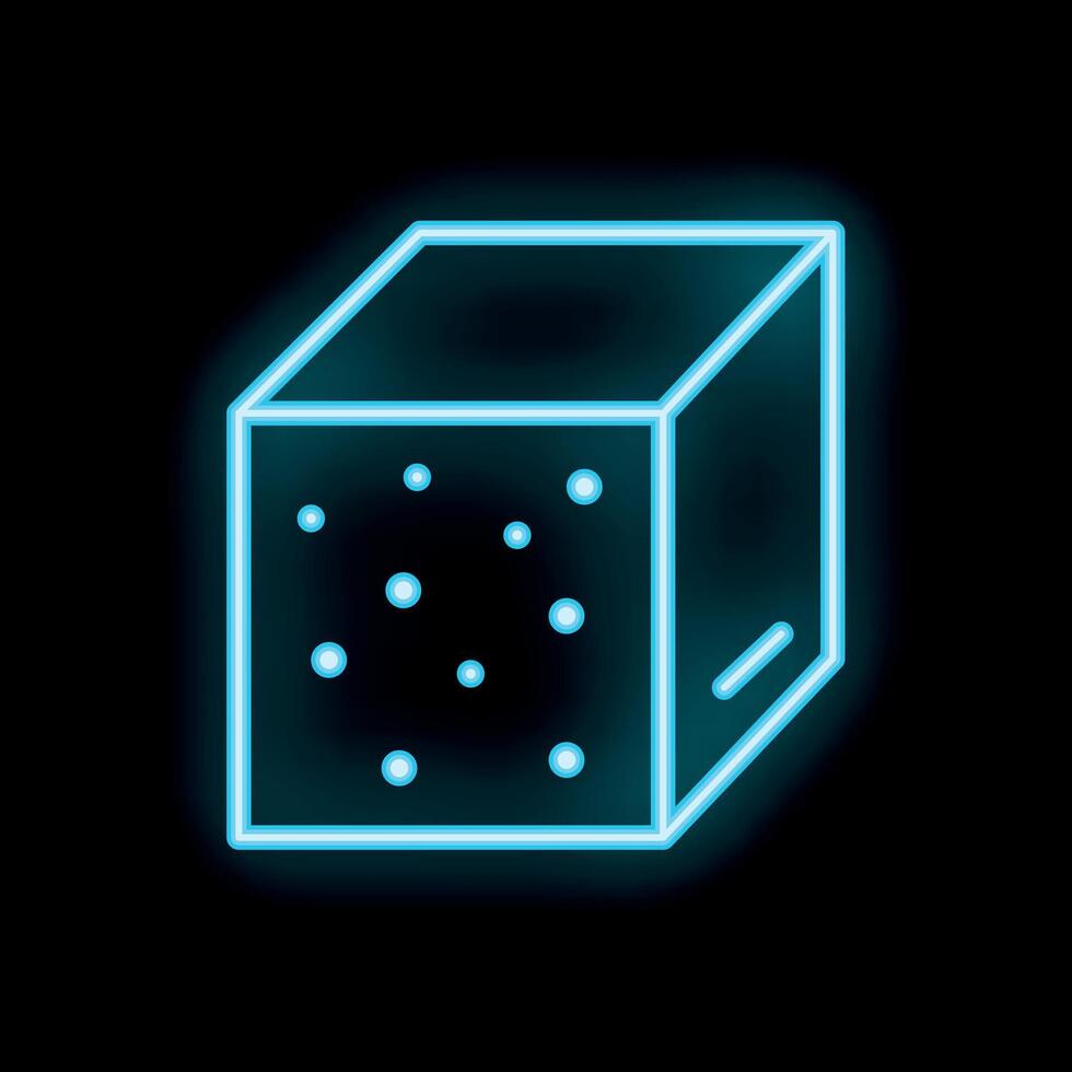 Glowing neon blue sugar cube icon on a black background vector