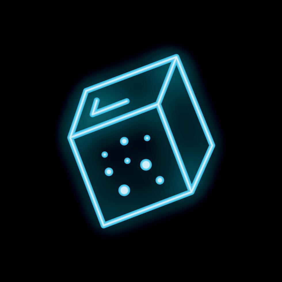 Neon blue voting box glowing on black background vector