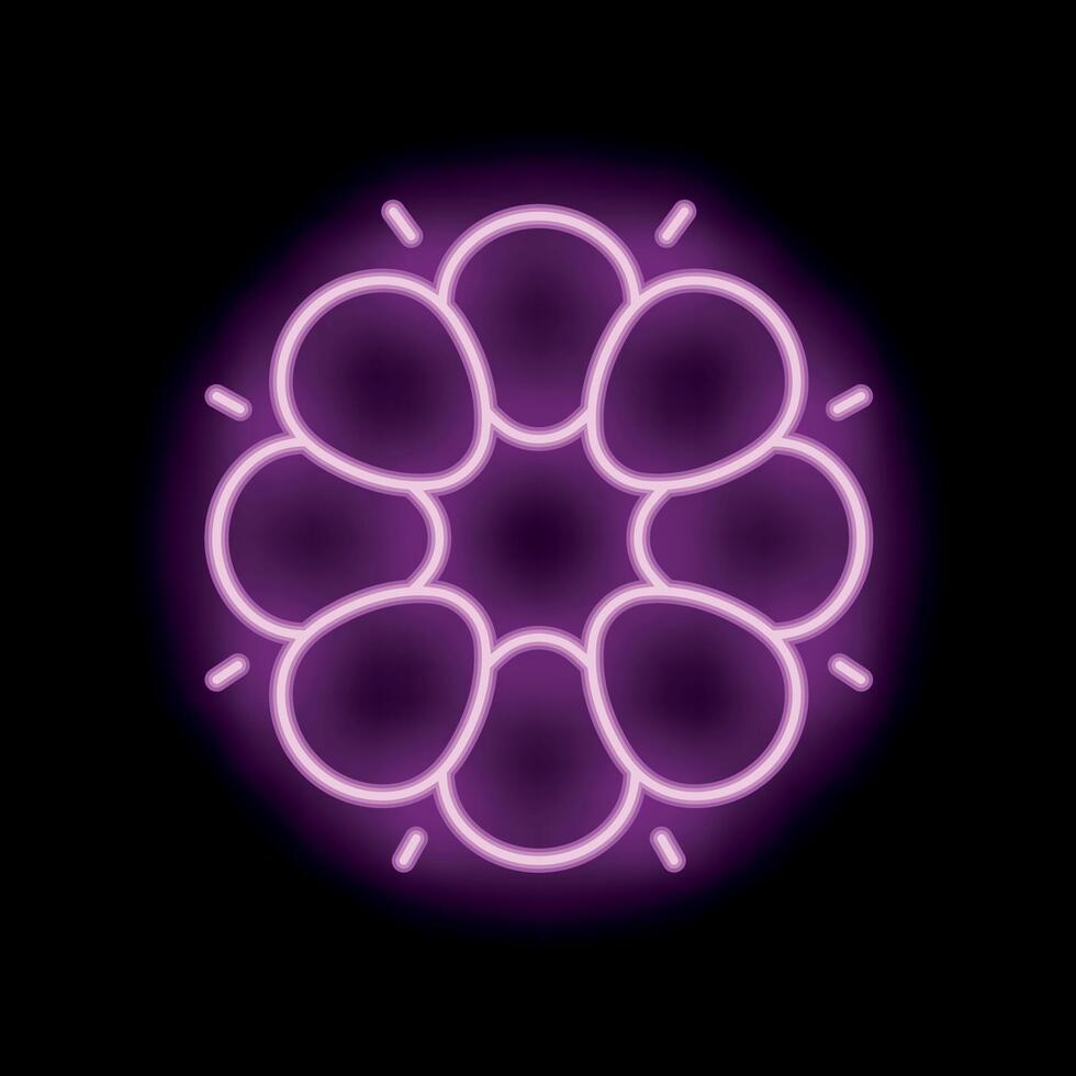 Bright pink neon flower shining in the dark vector