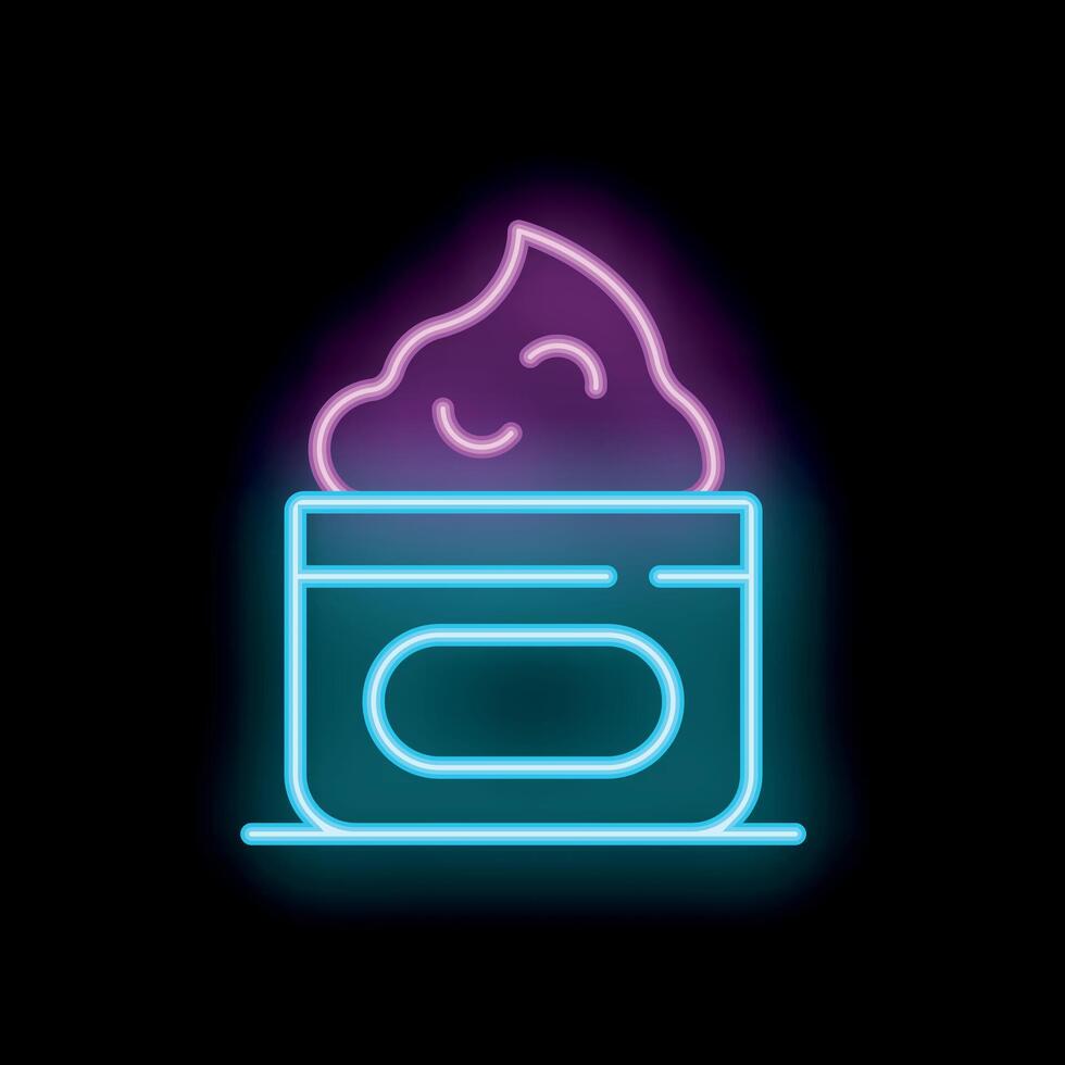 Neon sign representing moisturizing cream for skincare routine vector