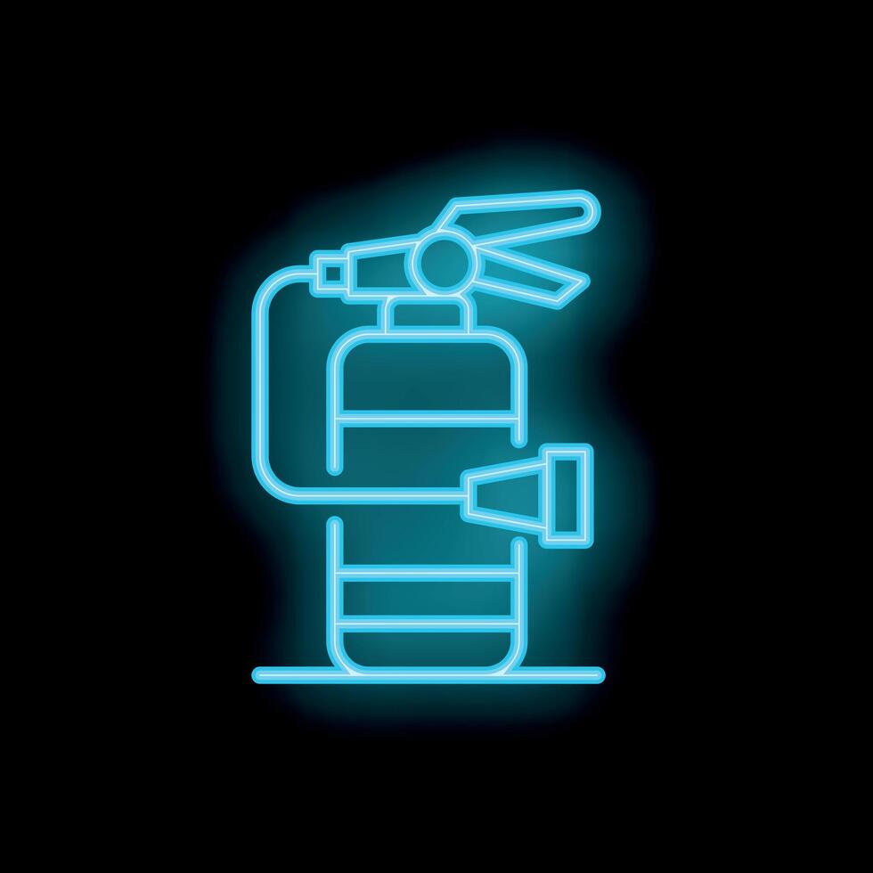 Neon fire extinguisher glowing on dark background vector