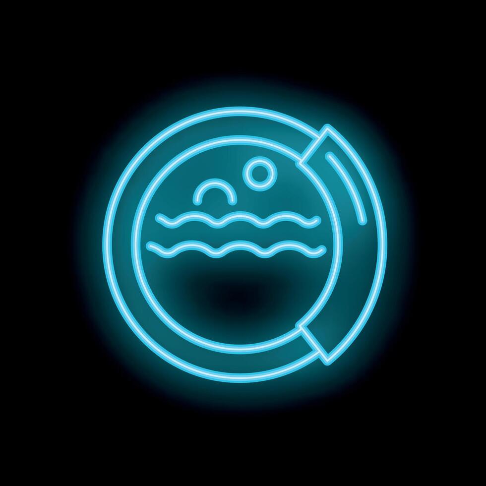 Blue neon sign showing a swimming pool on black background vector