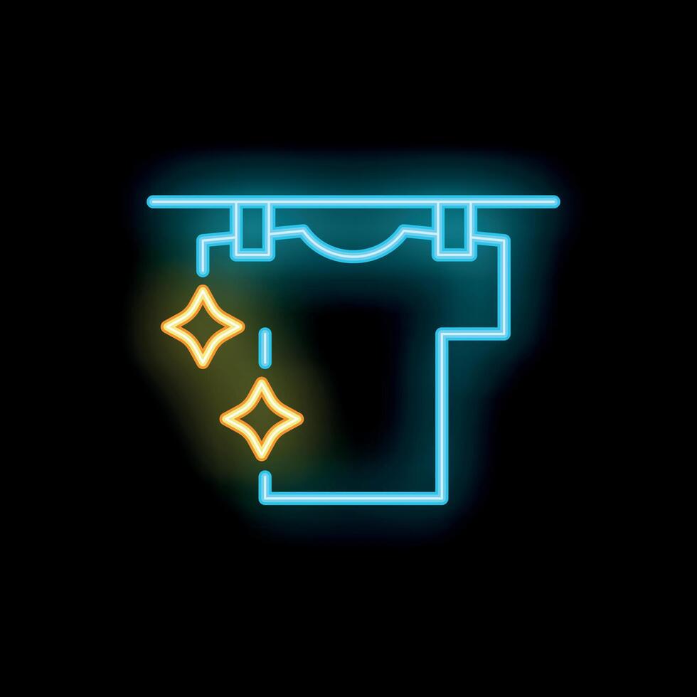 Neon icon of a clean t shirt hanging and shining vector