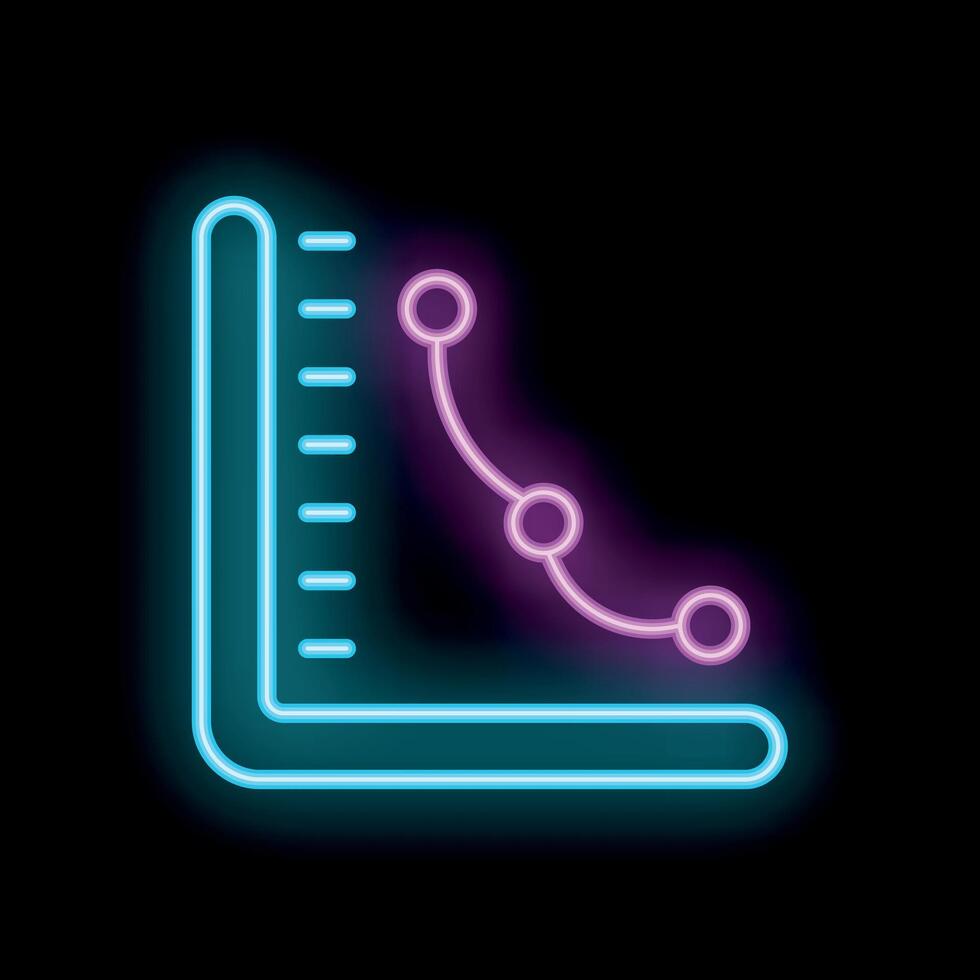 Neon graph showing decreasing trend on chart vector