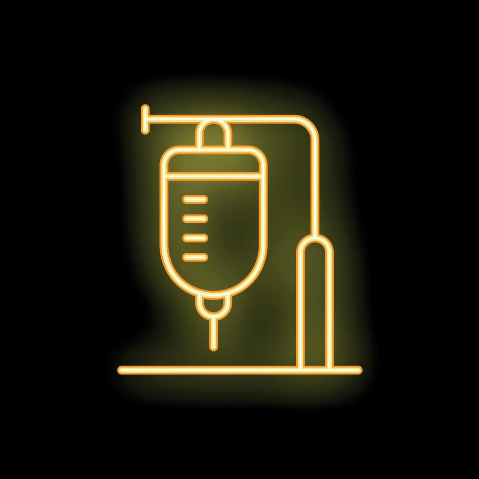 Neon icon of medical intravenous therapy drip bag vector