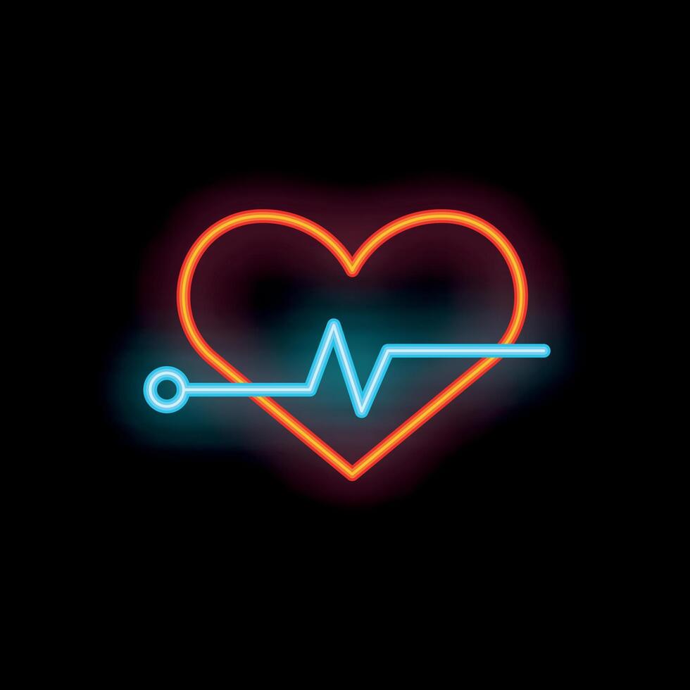 Neon heartbeat line showing medical healthcare concept vector