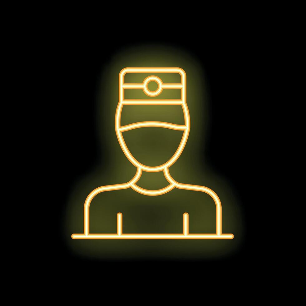 Neon icon of a nurse wearing a surgical mask and a cap vector