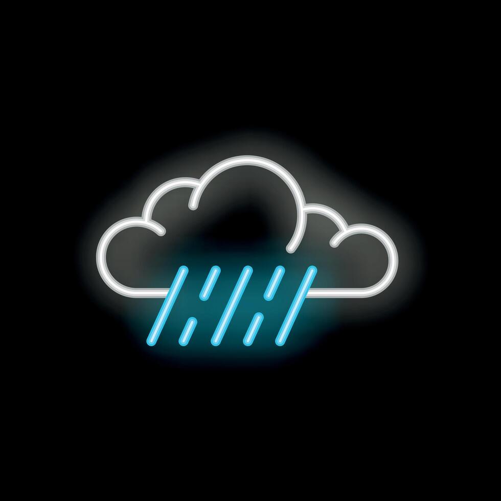 Neon style raining cloud icon weather concept vector