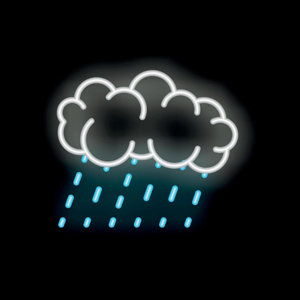 Neon rain cloud glowing on dark background vector