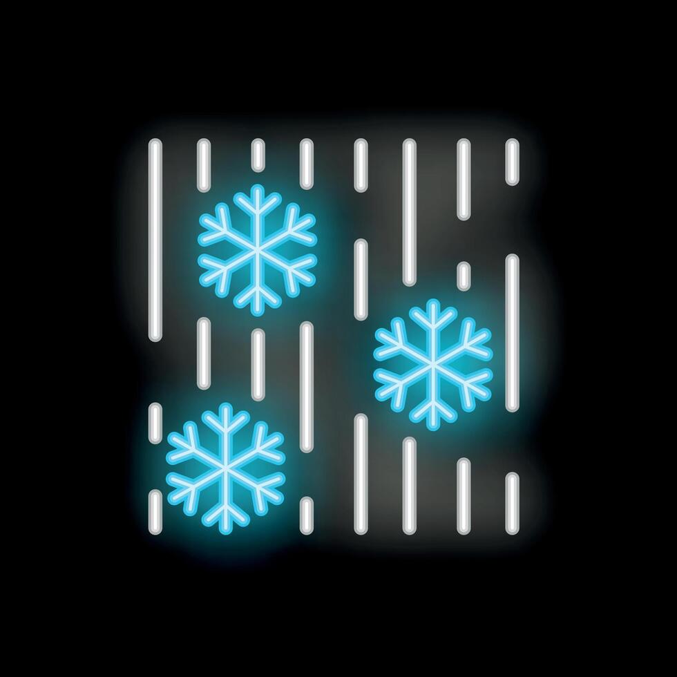 Neon snowflakes falling down background for winter design vector