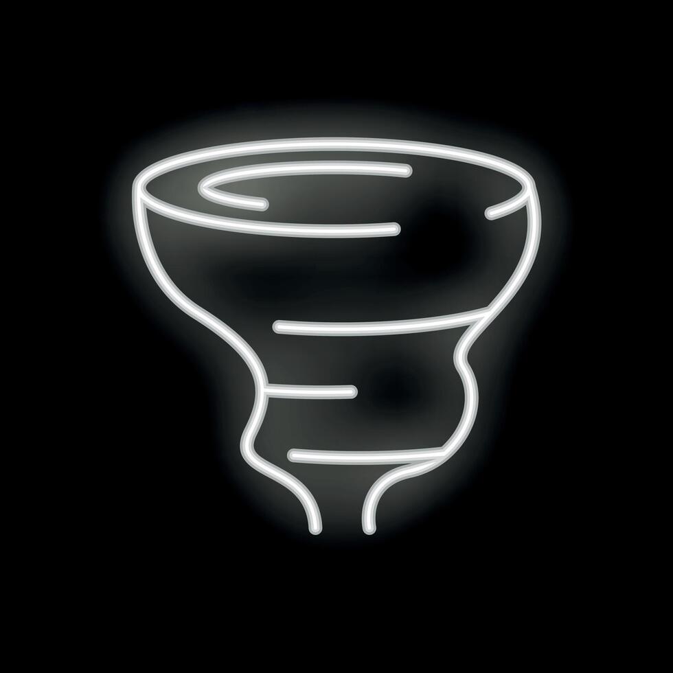 White neon sign tornado spinning on black background vector