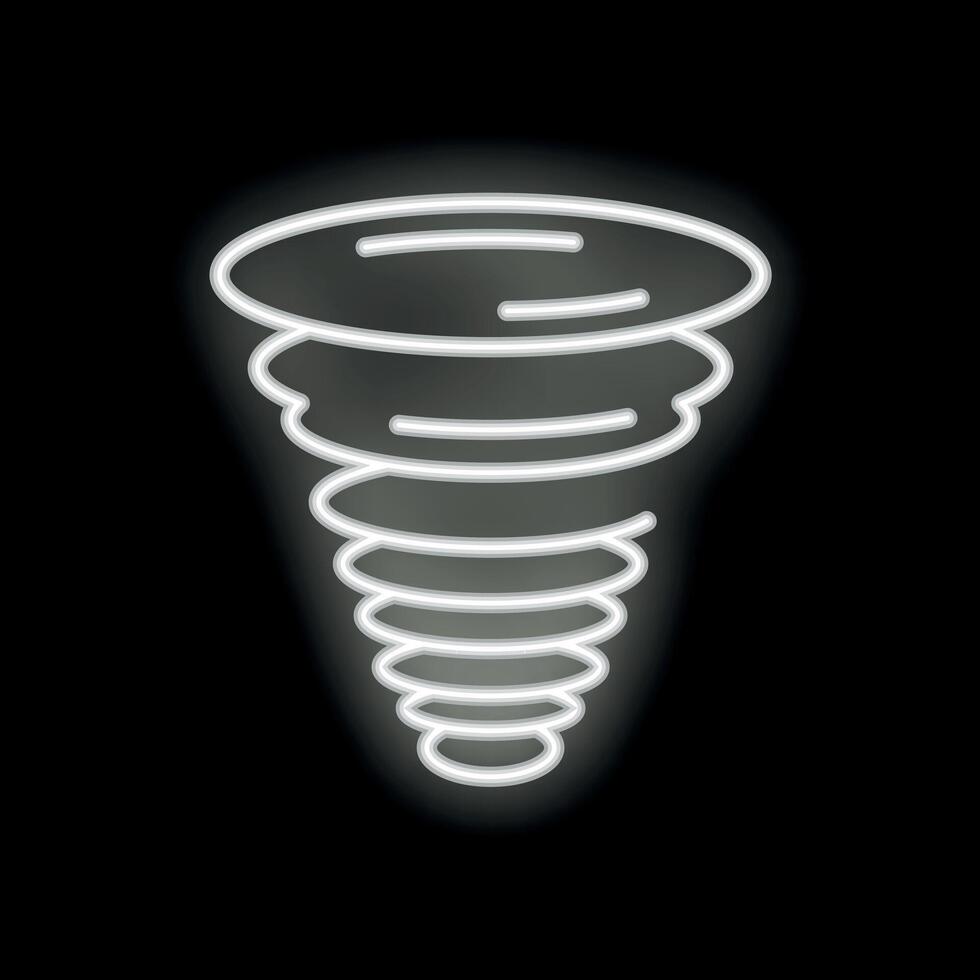 White neon style tornado spinning on black background vector