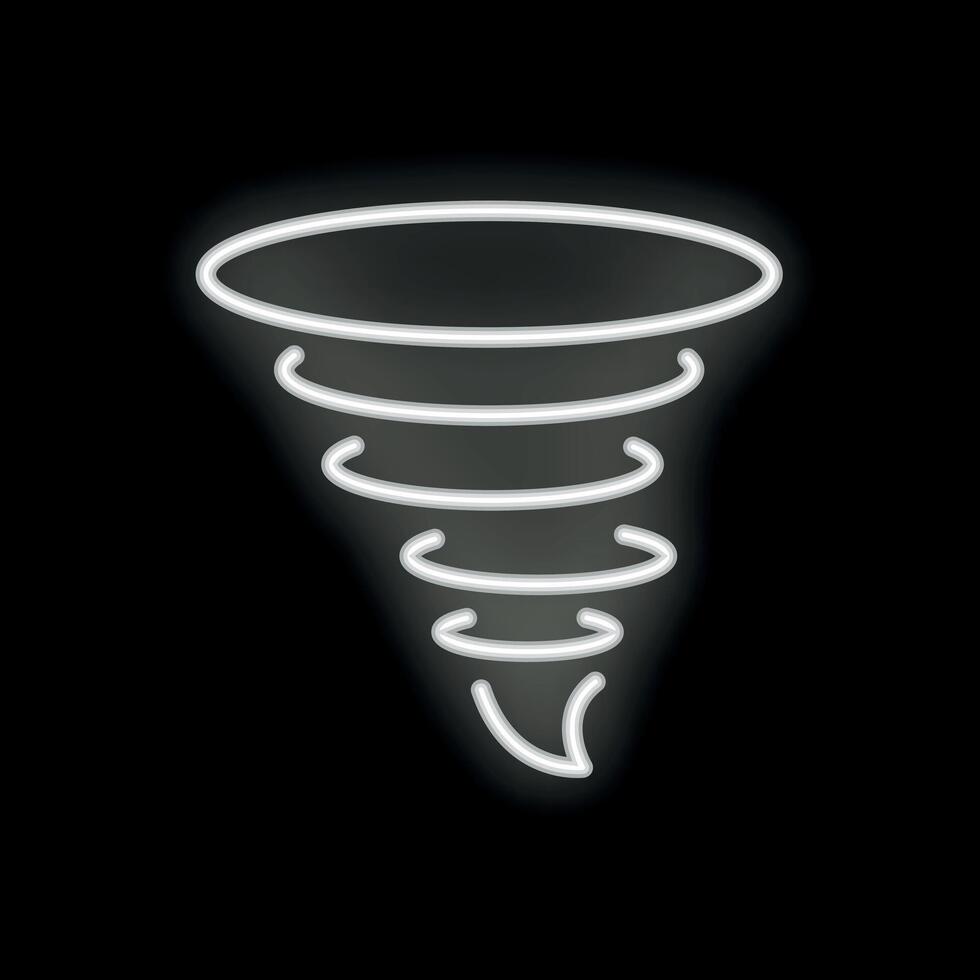 White neon sign showing a tornado on a black background vector