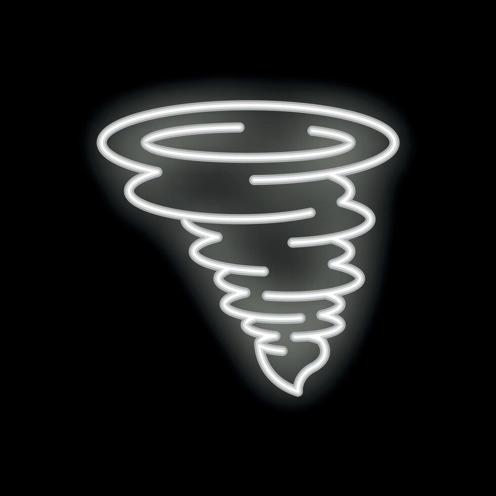 White neon sign representing a hurricane on black background vector