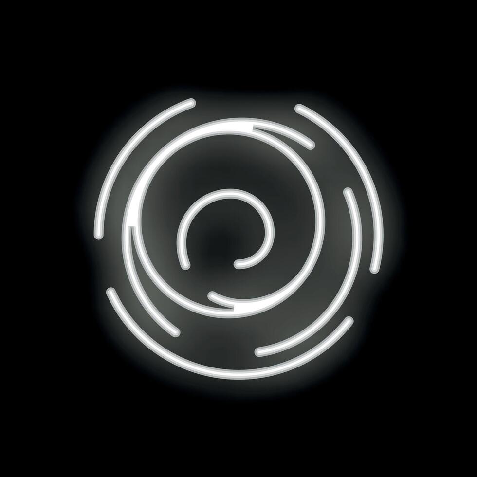 Neon white circle glowing on black background vector