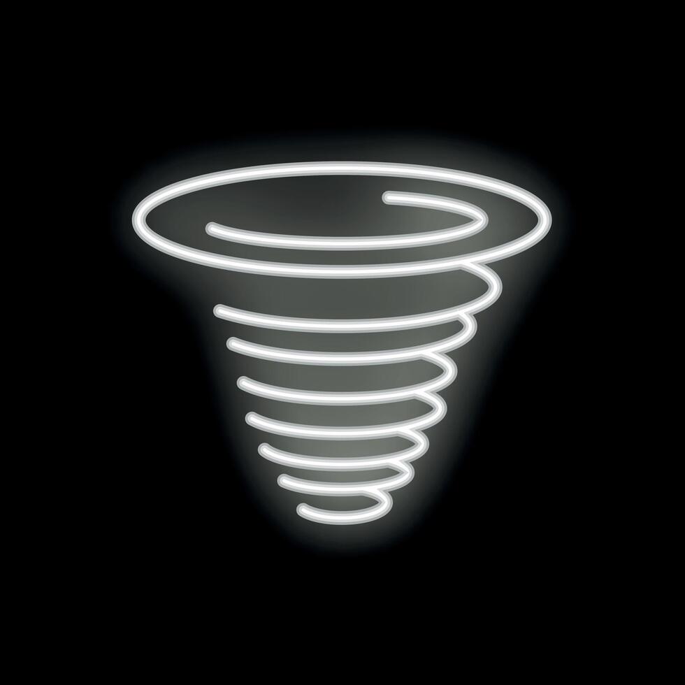 White neon sign depicting a twister on black background vector