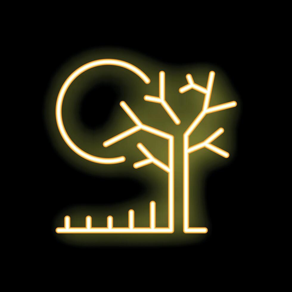Neon tree under the sun glowing brightly at night vector