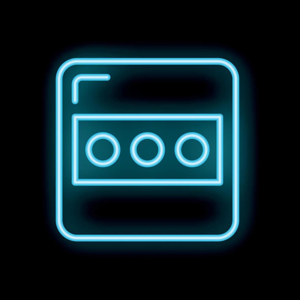 Neon blue password protection icon glowing against black background vector
