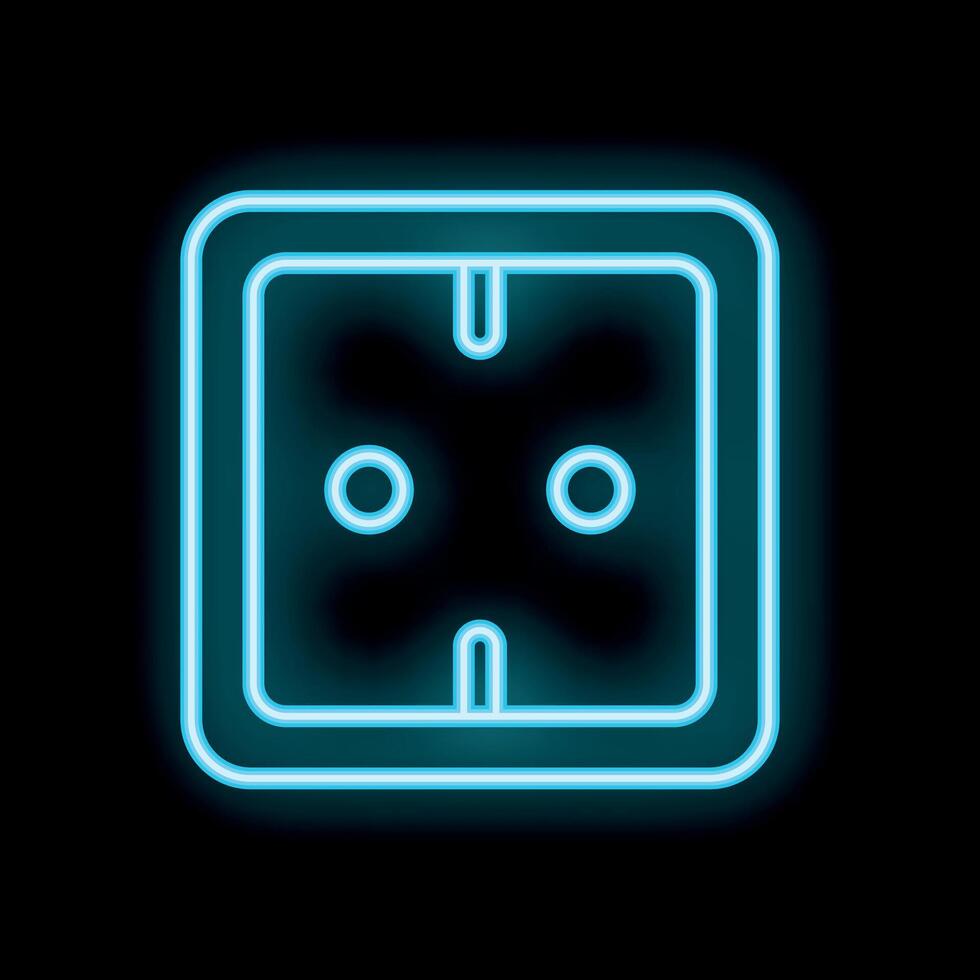 Glowing neon blue electrical socket icon on a black background vector
