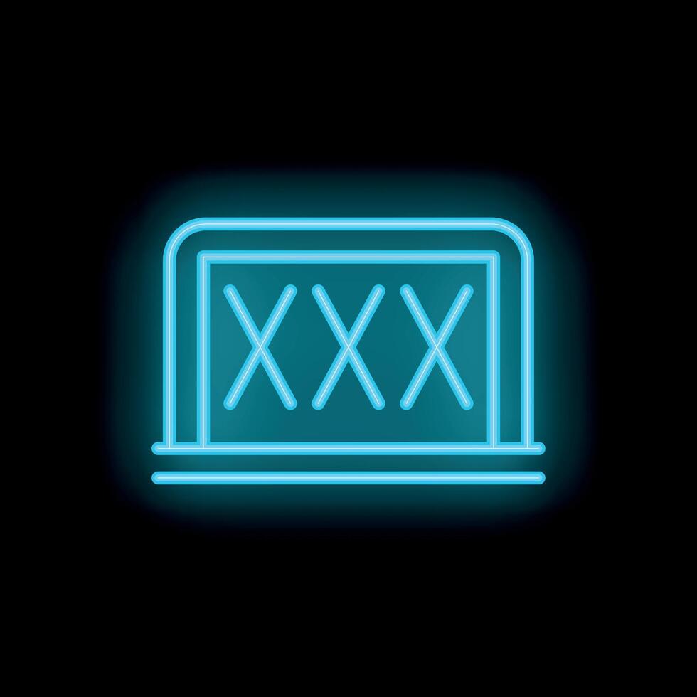 Blue neon sign showing sign on black background vector