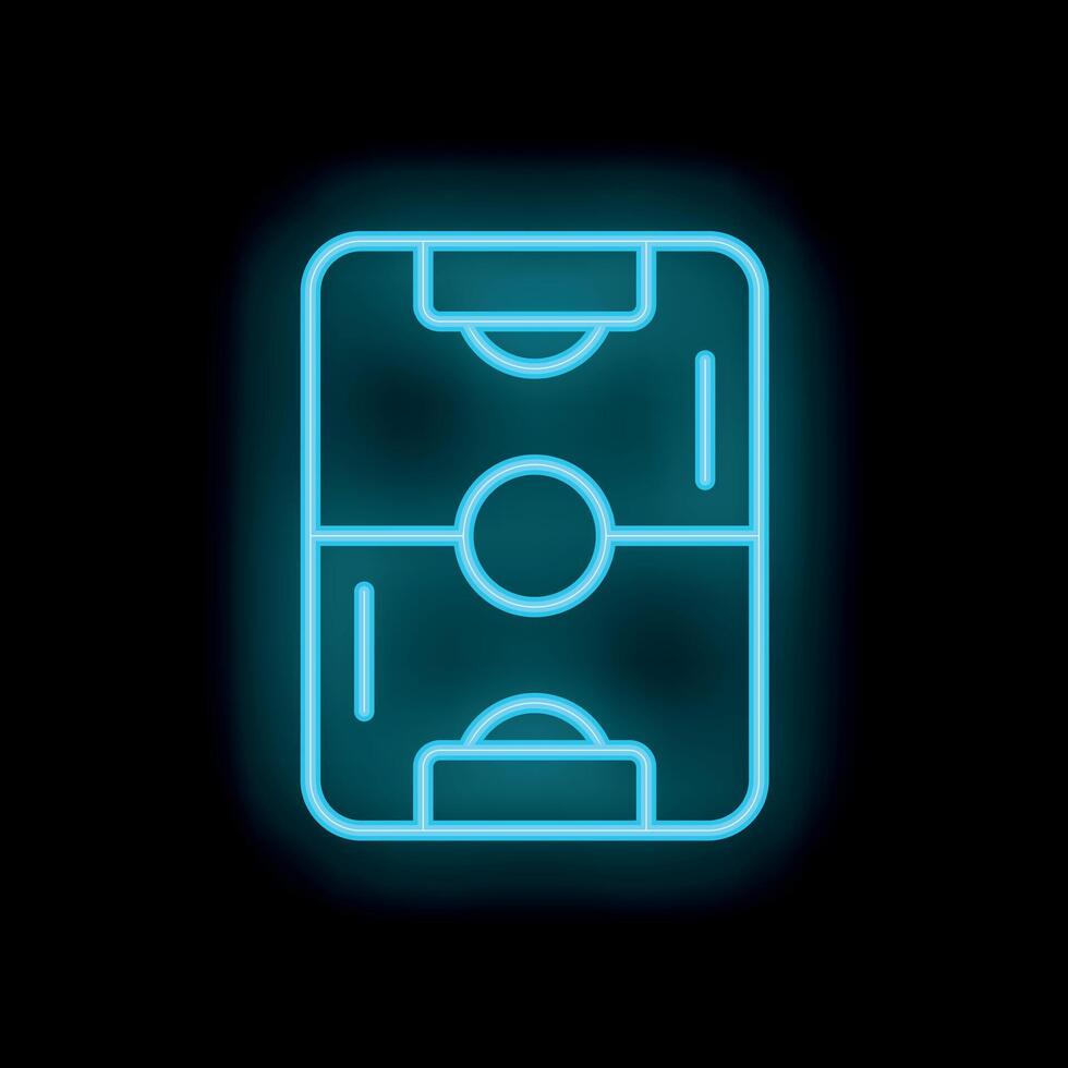 Neon football field glowing on black background vector