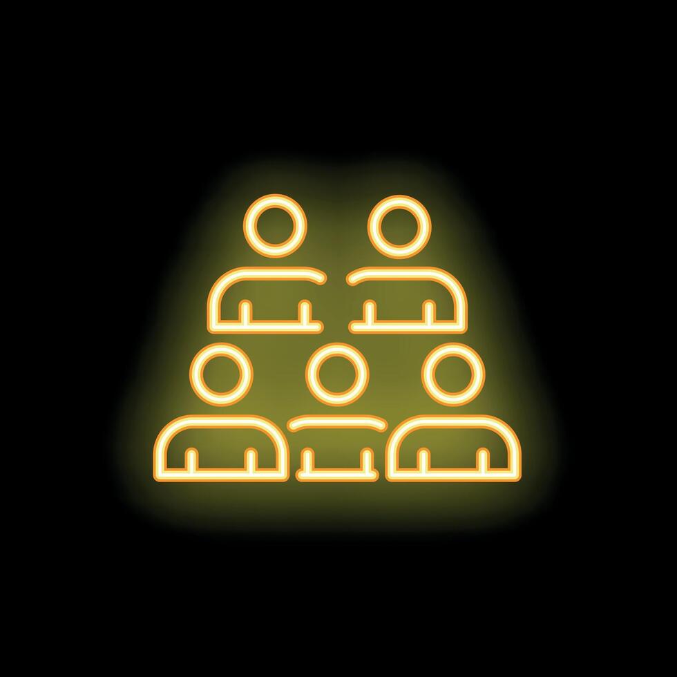 Neon icon of people standing together as a team vector