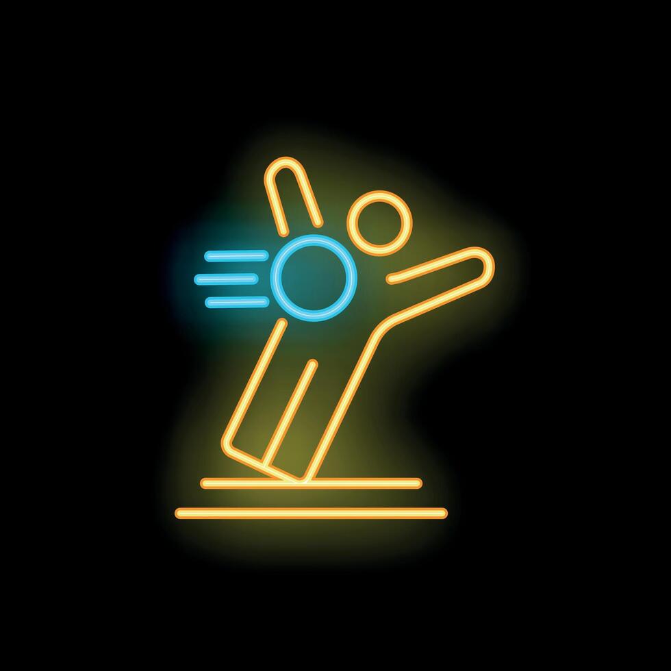 Neon sign representing a person slipping on a wet floor vector