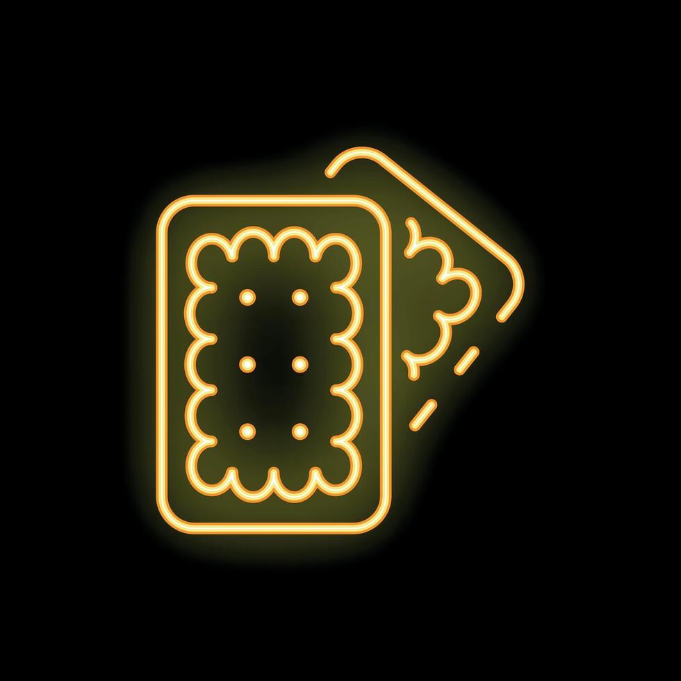 Neon sign of square cracker biscuit with dots vector