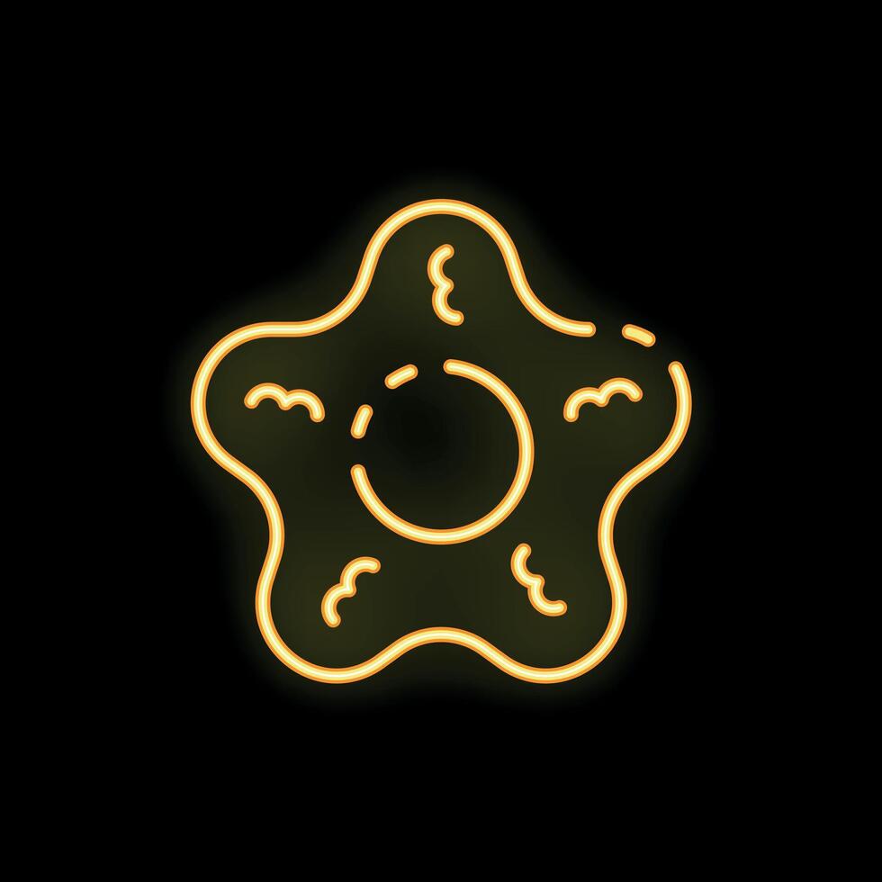 Neon sign showing a fried egg on a black background vector