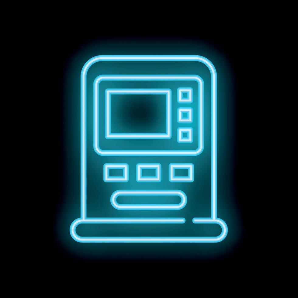 Neon atm machine glowing on a black background vector
