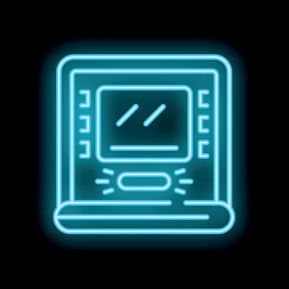 Neon atm machine glowing on black background vector