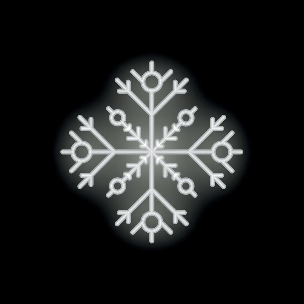 Neon snowflake shining bright on black background vector