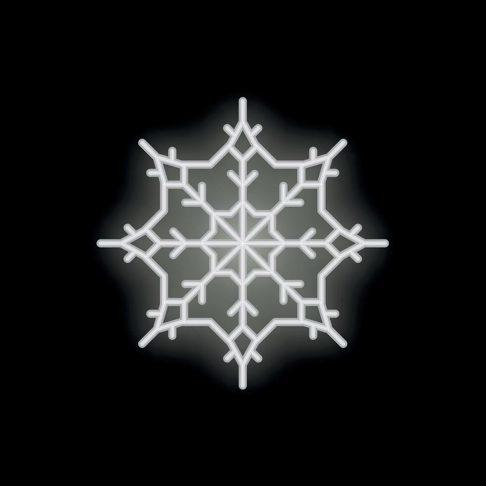 White neon snowflake shining on dark background vector