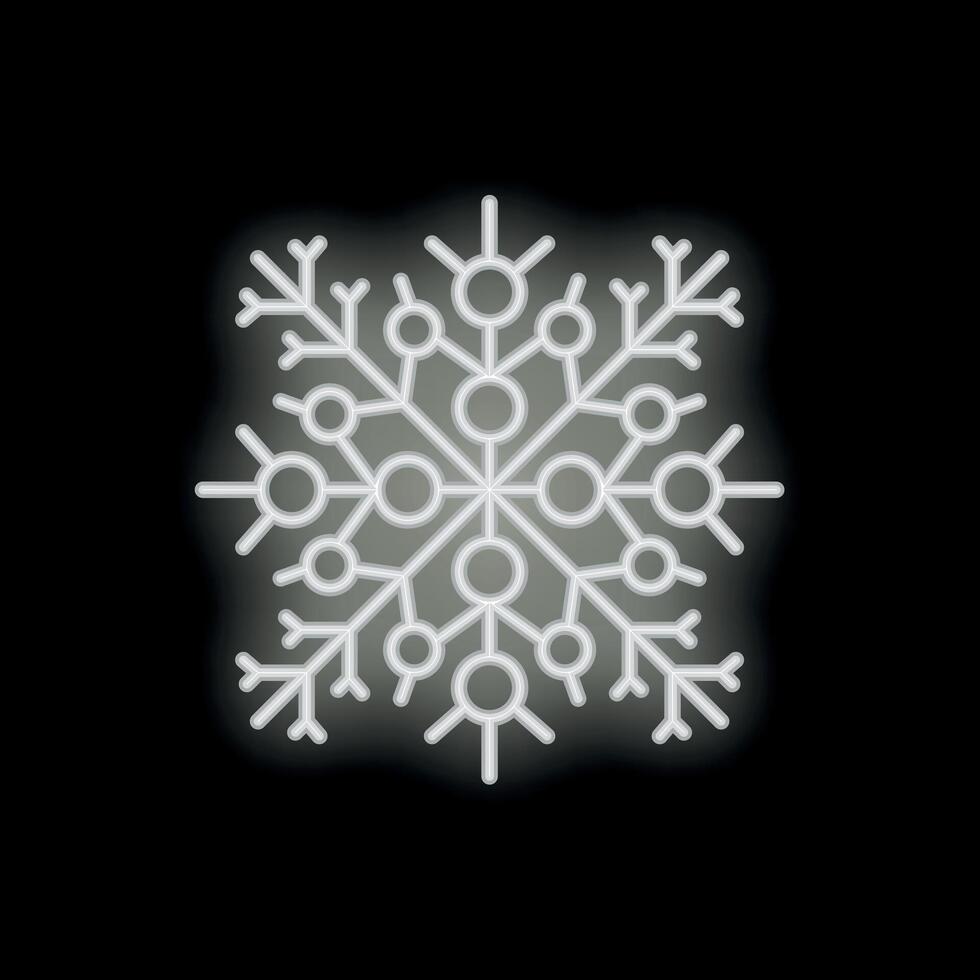 Neon snowflake glowing on black background for winter season vector