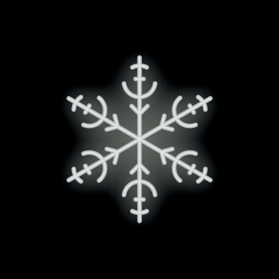Neon snowflake shining bright on black background vector