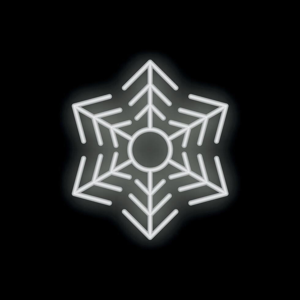 White neon snowflake glowing on a black background vector