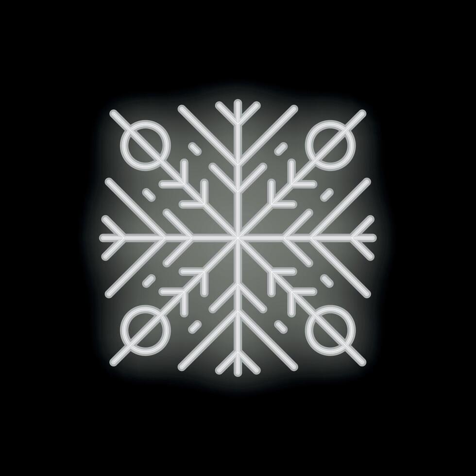 White neon snowflake shining on a black background vector