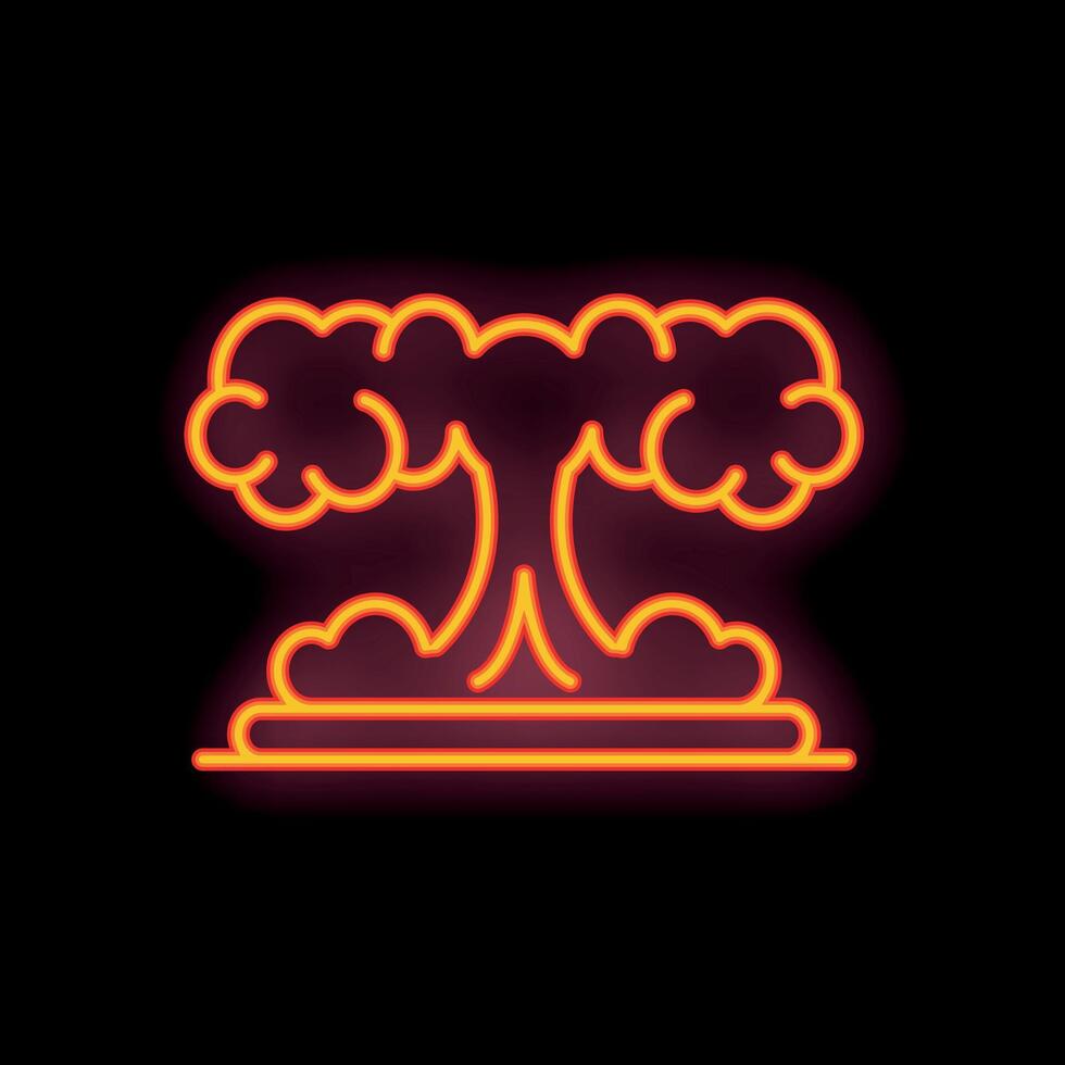 Neon sign showing a mushroom cloud from an atomic bomb explosion vector