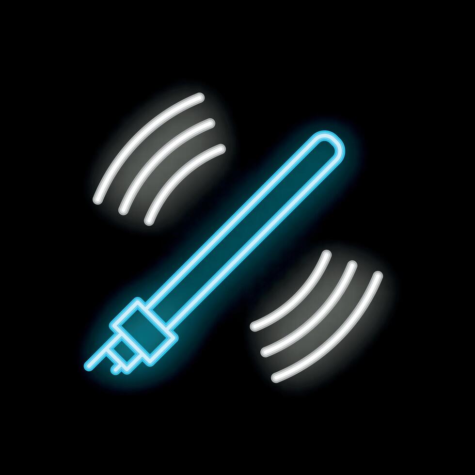 Neon light lamp emitting electromagnetic waves icon vector