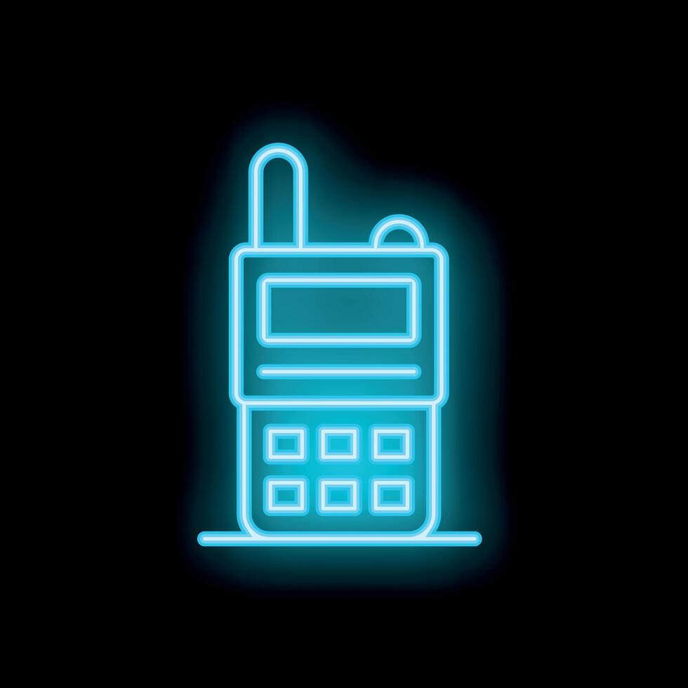 Neon style icon of a walkie talkie for emergency communication vector