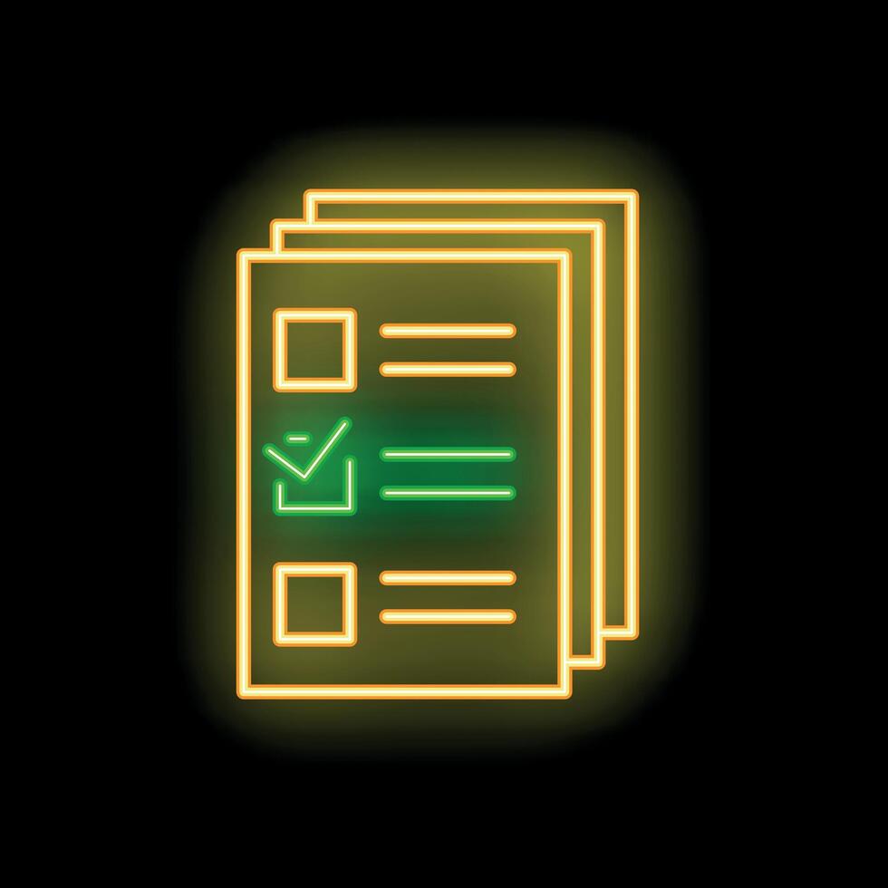 Neon sign representing a checklist showing completion of tasks vector