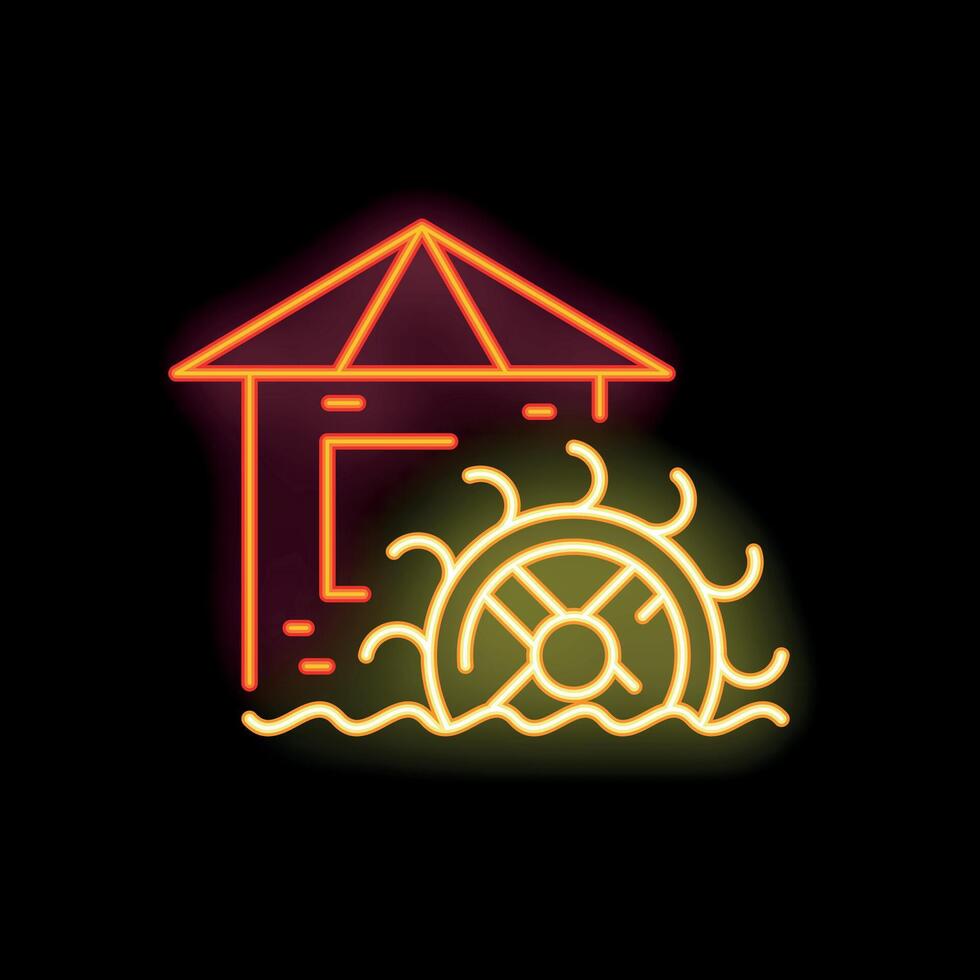 Neon watermill building generating sustainable energy icon vector