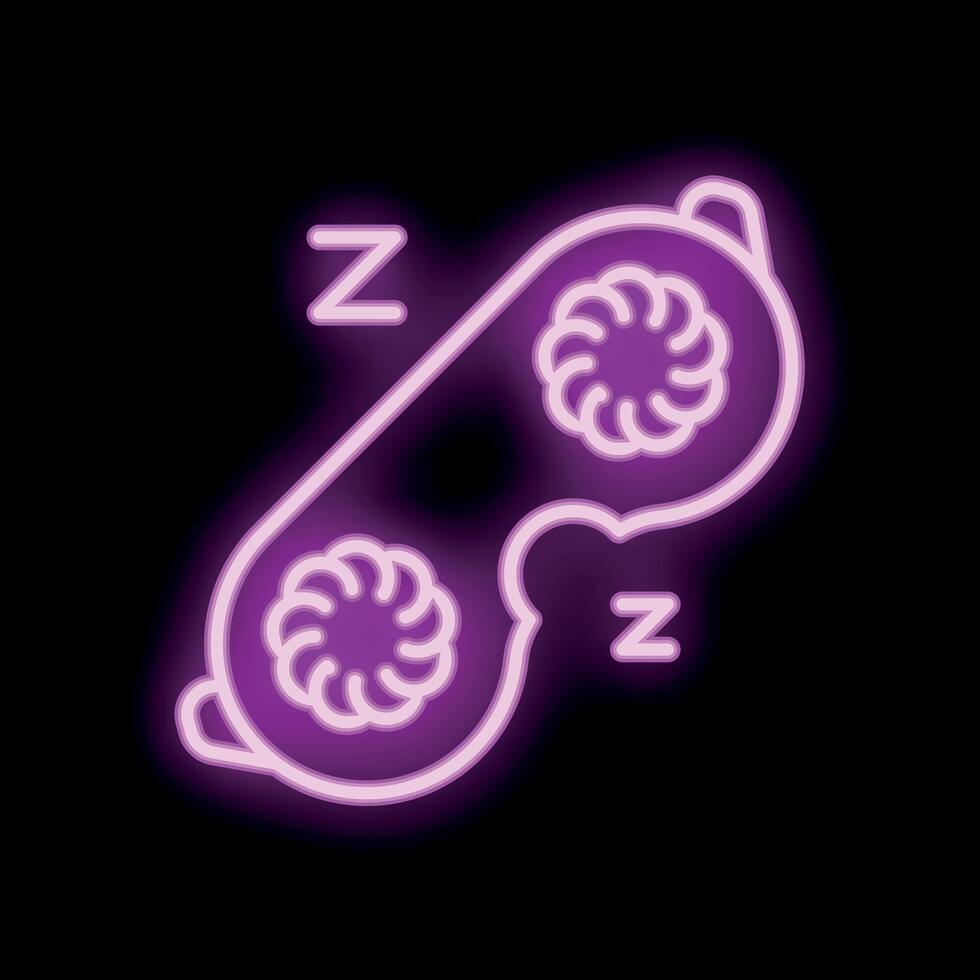 Neon sign representing sleeping mask for rest and relaxation vector