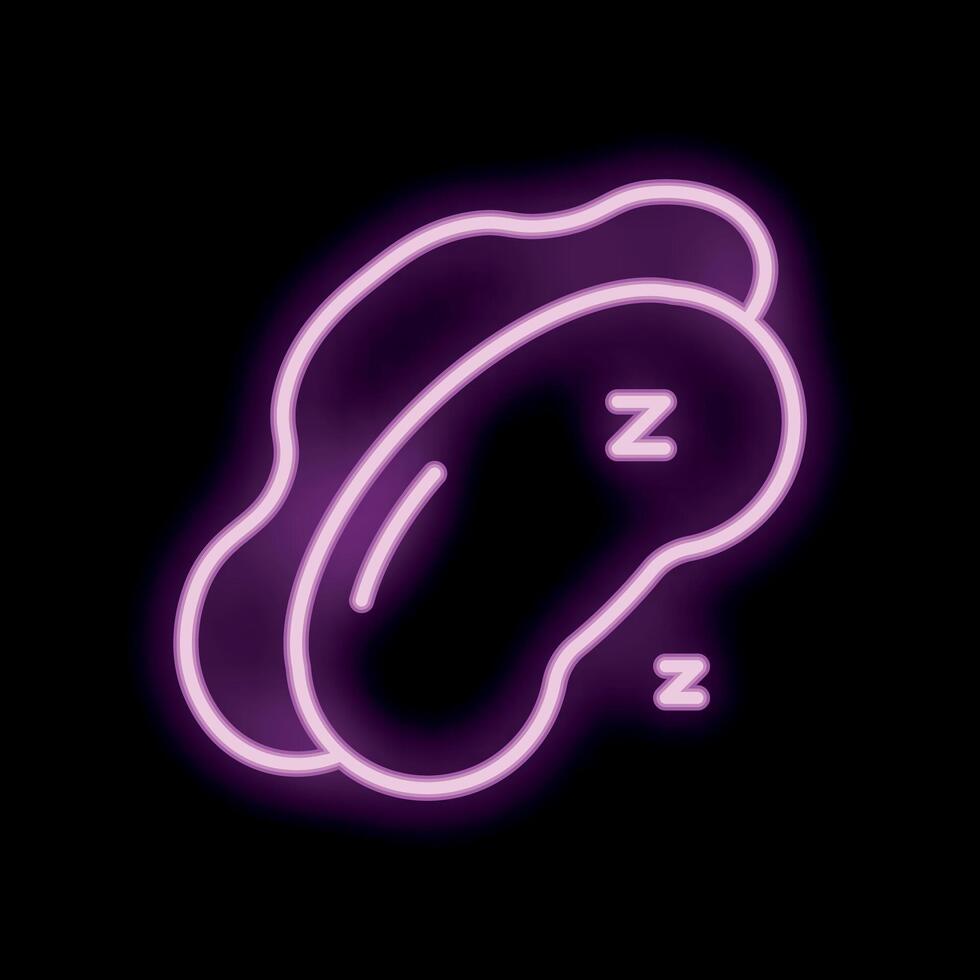 Neon pink sleeping mask glowing on black background vector