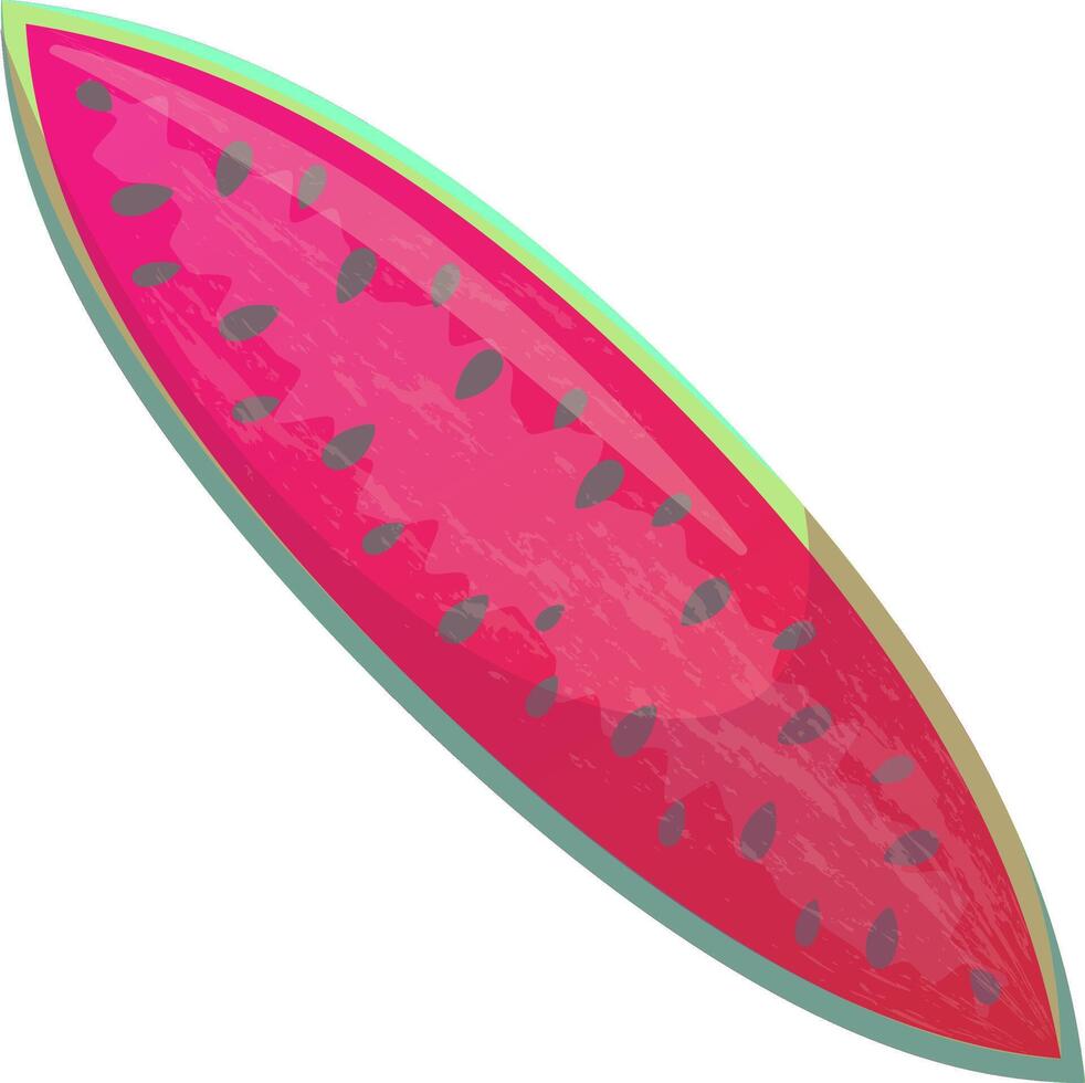 Gun surfboard in the shape of a watermelon. summer vibes and water sports enthusiasts vector