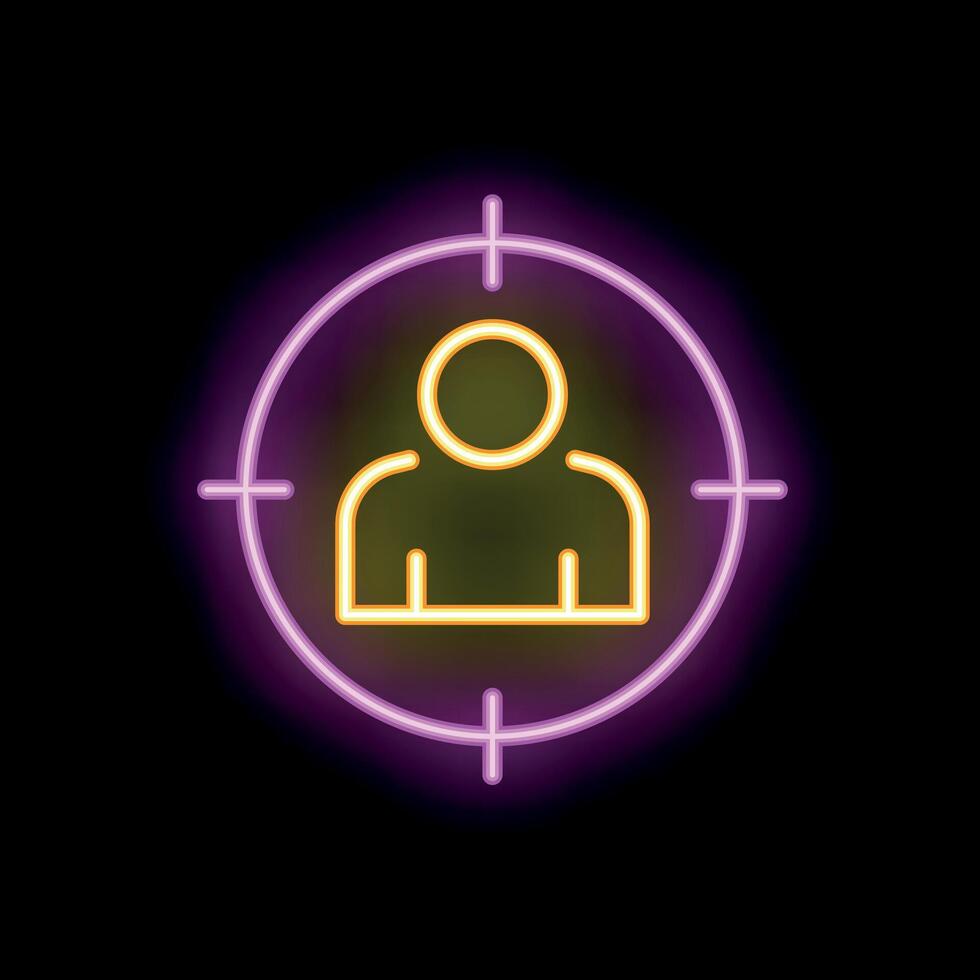 Neon icon of target audience representing marketing strategy vector