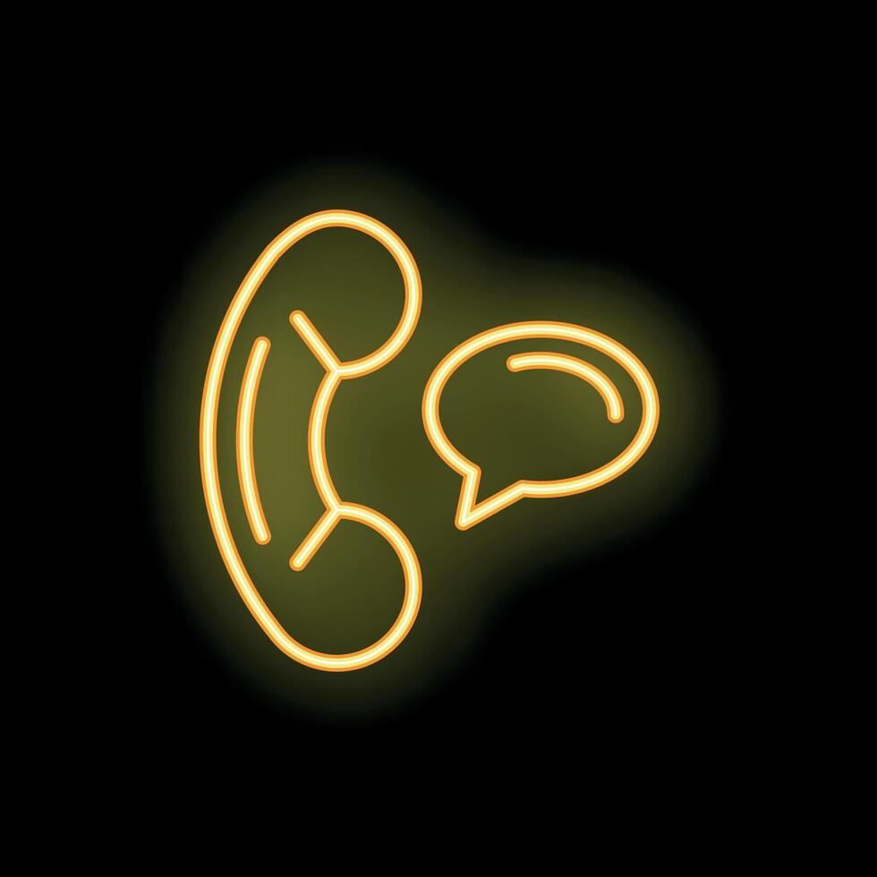 Bright yellow neon sign symbolizing an ongoing phone call vector