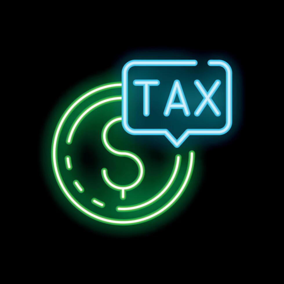Neon tax icon showing financial burden concept vector