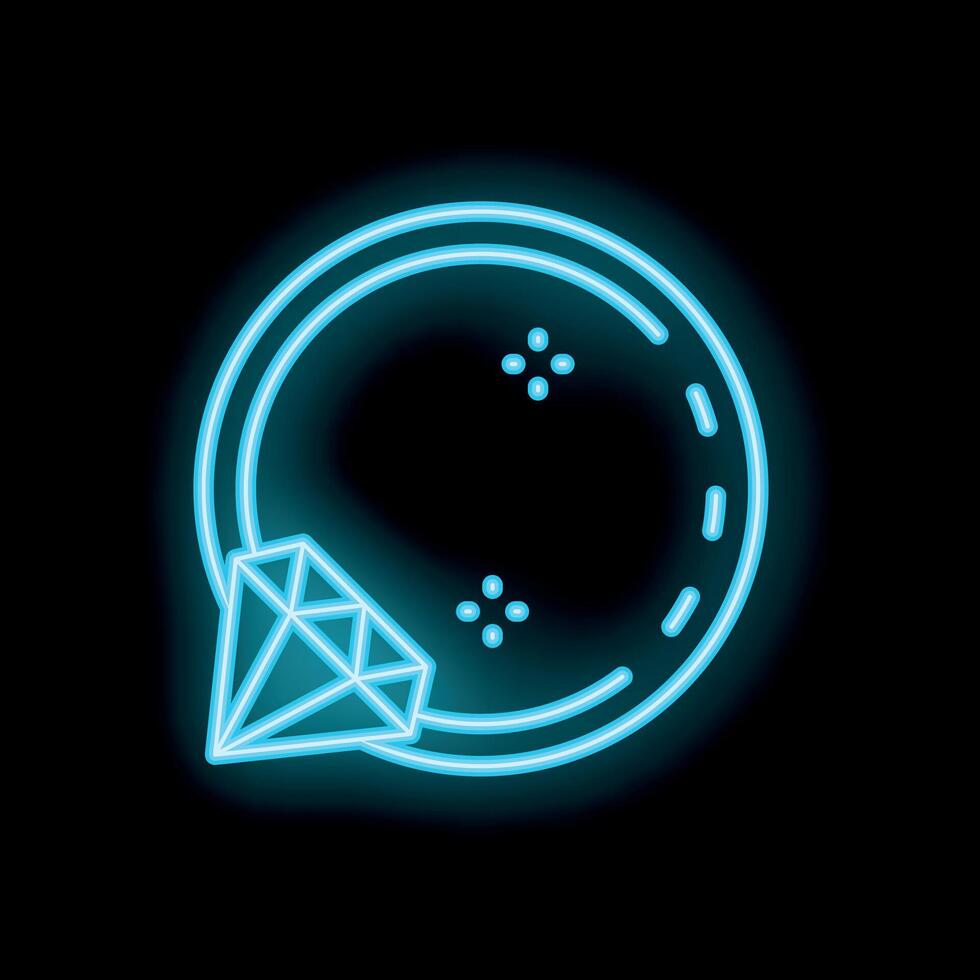 Neon style icon of a diamond ring shining brightly vector