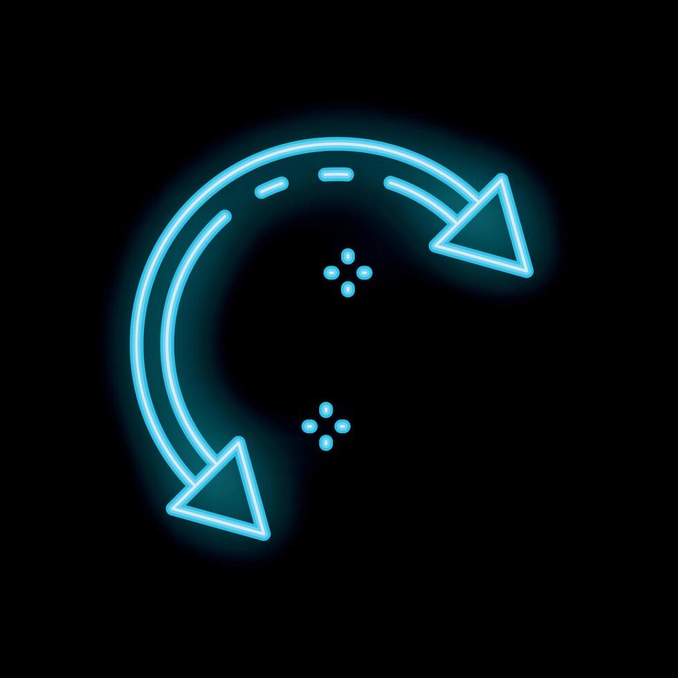 Neon blue circular arrows showing refreshing process on black background vector